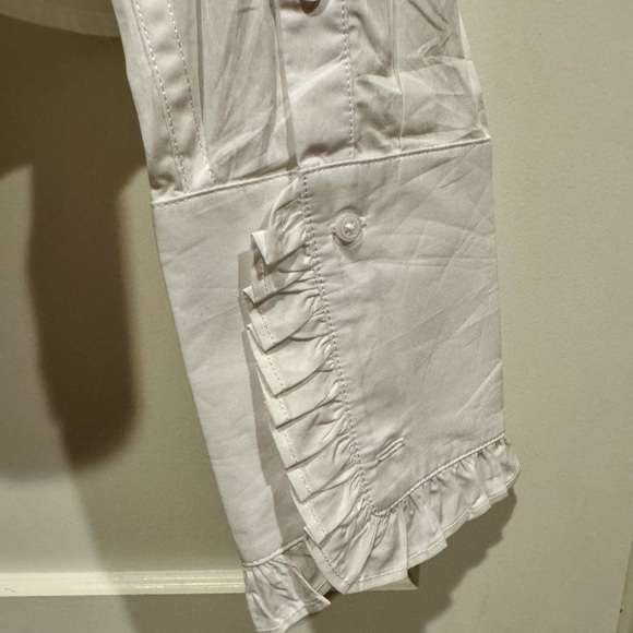 J. Crew White Ruffle Cropped Button Down Shirt - Picture 4 of 4